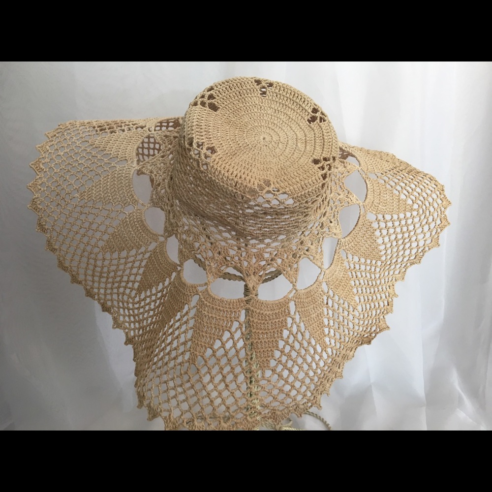 Vintage 1970s floppy ivory Sun hat Boho Festival - Picture 3 of 7